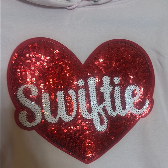 Swiftie Pink Hoodie with Red Sequin Heart - Picture 3 of 3